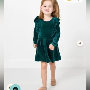 Little Sleepies Emerald Velvet Easy Fit Flutter Dress